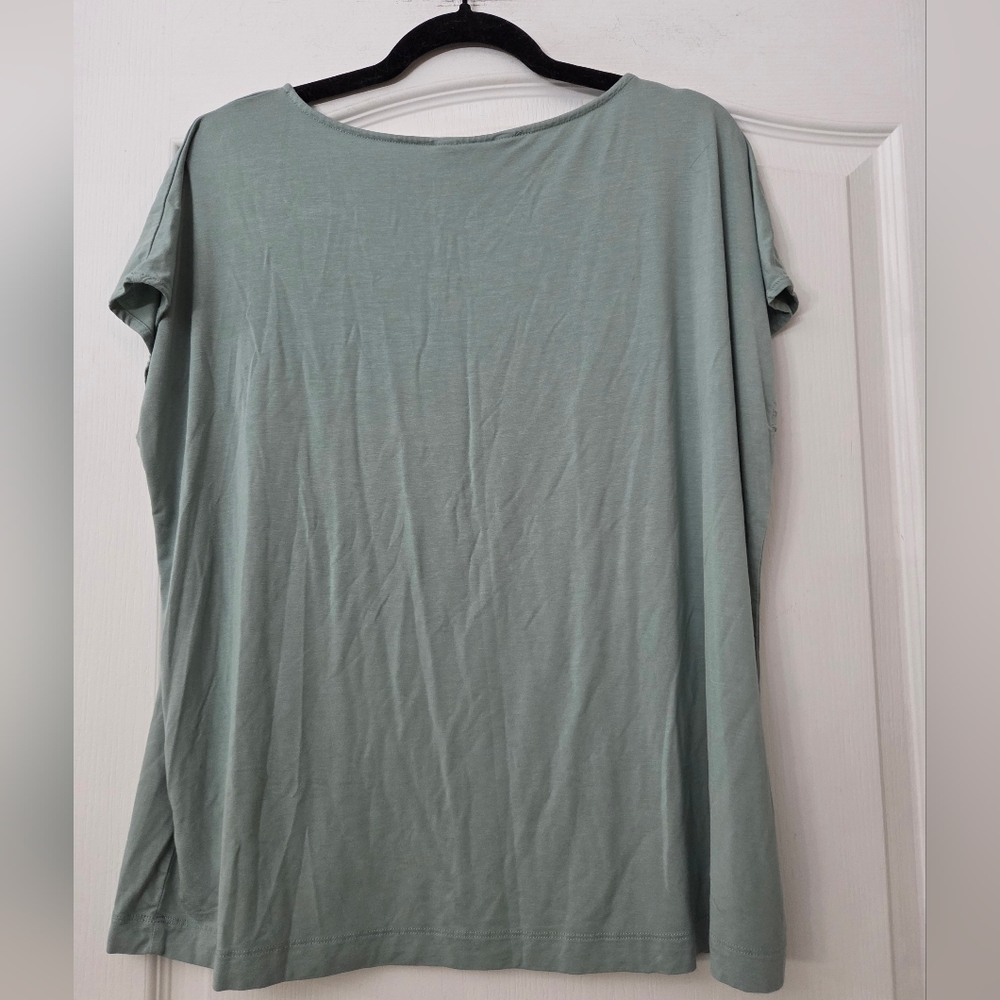 NWOT Rae Mode Women's Relaxed Fit Scoop Neck Top - Green Sz L - Picture 3 of 4